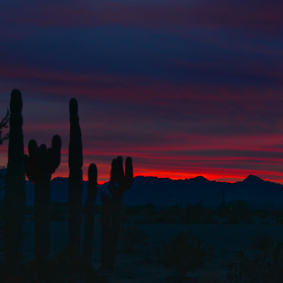 Brilliant desert sunset over Quartzsite, Arizona